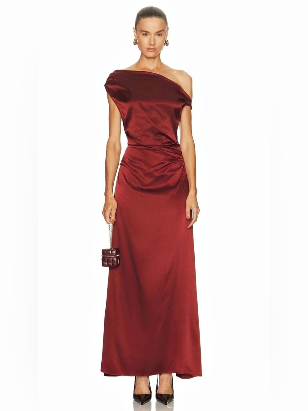 STAUD Phare Silk Maxi Dress in Rouge sz 8
